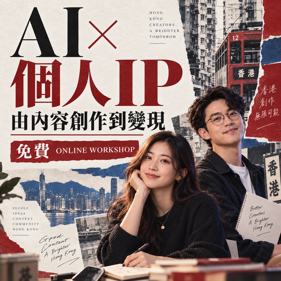 AI × 個人 IP · 由內容創作到變現 · 免費 online workshop 海報